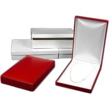 3 Necklace Boxes Red Leather Jewelry Case Gift Display 7 3/8&quot; - £24.86 GBP