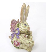 VTG Cloisonne Easter Bunny Figurine Butterfly Wings Brass Floral Enamel ... - £19.03 GBP