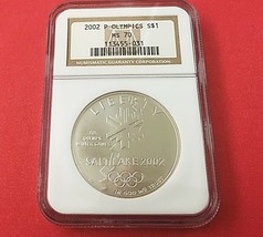 2002 P NGC MS70 Salt Lake City Olympics Winter Games Commemorative Silve... - $97.95