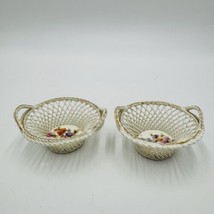 Dresden Germany Porcelain Floral Baskets Miniatures Painted Vintage - £24.33 GBP