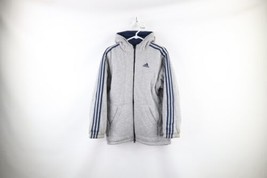 Vintage Adidas Womens Large Distressed Spell Out Reversible Hooded Puffer Jacket - £42.73 GBP