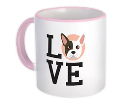 Love French Bulldog Cute : Gift Mug Dog Cartoon Funny Owner Heart Pet Mom Dad - £12.50 GBP