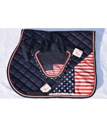 USA SADDLE PAD SET AMERICAN FLAG FLY VEIL HORSE EAR BONNET EQUESTRIAN 4T... - £35.63 GBP