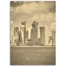 Vintage Doha Poster Print | Retro Qatar Doha Black White Sepia Photo Gift | Doha - £16.05 GBP