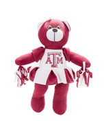 Texas A&amp;M Cheerleader Teddy Bear Plush Doll 14&quot; Maroon White Pom Pom Stu... - £9.22 GBP