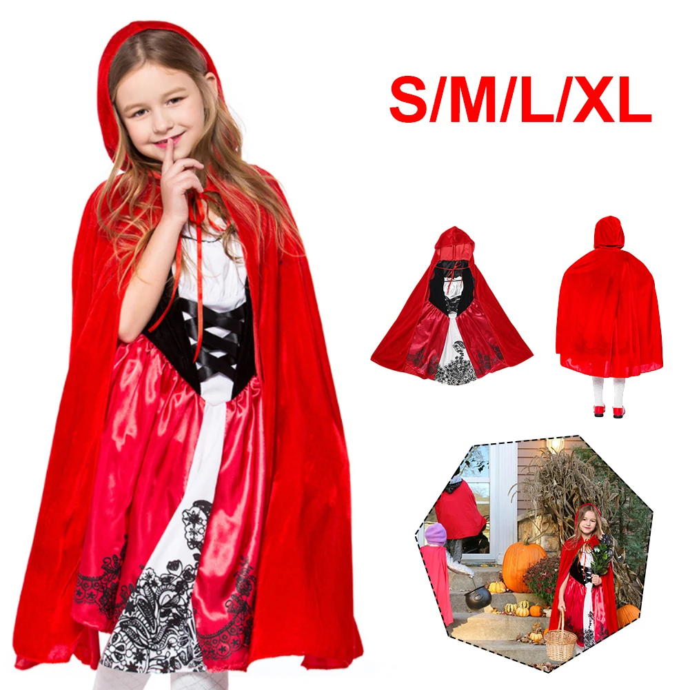 2021 Little Red Riding Hood Cloak Christmas Costume Red Cape with Zipper Back Co - £94.61 GBP