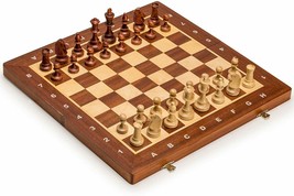 Folding wood brand new luxury tournament 3 wooden chess set 35cm x 35cm - £55.38 GBP