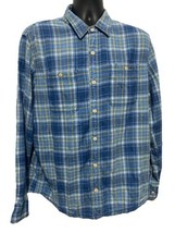 Fat Face Light Blue Check Button Up Collared Indigo Dye Shirt Size XL - $18.47