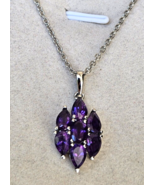 Natural Amethyst Cluster Pendant in Stainless Steel -- 20 in., 2.65 ctw ... - $19.95