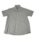 Izod Green Plaid Short-Sleeve Button-Down Casual Shirt 100% Cotton L - $278.12 MXN