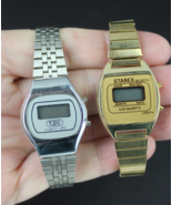 x2 Vintage Digital ladies Watch old STAINLESS STEEL LED 1980&#39;s - €18,94 EUR