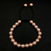 Cultured Pink Shell Pearl 8x8 mm Round Beads Thread Bracelet TB-121 - £10.05 GBP