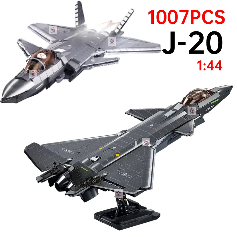 1007pcs J-20 Jet Fighter Building Blocks Military Stealth plane World War2 - £63.23 GBP