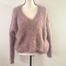 Pink Rose V-Neck Pink Long Sleeve Sweater - £11.94 GBP