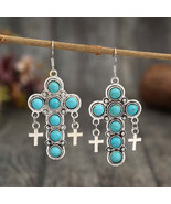 Artificial Turquoise Cross Shape Earrings - $16.95