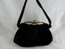 Vintage Garay Handbag Evening bag 1940&#39;s-50&#39;s Black Rayon Velvet Purse 5... - £18.91 GBP