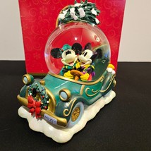 Disney&#39;s Mickey&#39;s An Enchanted Christmas Snowglobe Mickey &amp; Minnie in Car  - $96.74