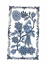 Custom and Unique Shades of Blue[ Delft Blue Bird and Flowers ] Embroidered Iron - £15.43 GBP