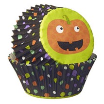 Wilton 225 Halloween Baking Cups Pumpkin Dots Cupcake Liners NEW - £7.21 GBP