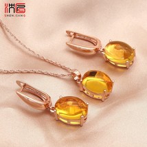 SHENJIANG Korean Fashion Simple Oval Dangle Earrings Pendant Necklace Jewelry Se - £24.18 GBP