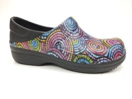 Crocs Dual Comfort Neria Pro II Womens 7 Blue Black Nurse Shoes Clog Graphic - £19.62 GBP