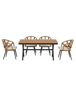 Contemporary Outdoor Patio Set: Rattan &amp; Wood - $1,326.66 CAD