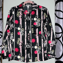 Victoria’s Secret Satin PJ Shirt Black Floral Stripe Size Extra Small - £15.41 GBP