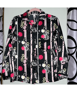 Victoria’s Secret Satin PJ Shirt Black Floral Stripe Size Extra Small - $19.60