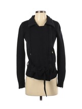 Moda International Womens Black Asymmetrical Motorcycle Sweater Jacket Xs - £15.13 GBP
