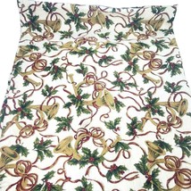 Christmas Tapestry Tablecloth Square 58 x 58 Ribbons Horns Chenille Fringe - £15.50 GBP