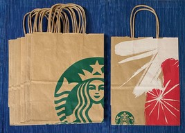 Starbucks 2013 Bag Lot 10 Brown Kraft Paper Shopping Lunch Gift Handle 999A - $19.30