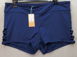Kona Sol Swim Shorts Womens Large Navy Nylon Lace Up Side Elastic Waist ... - $13.96