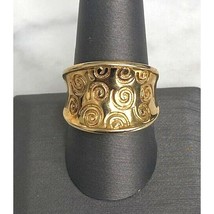 925 Sterling Silver Vermeil Incised Scrolls Design Concave Band Ring Size Sky - $43.76