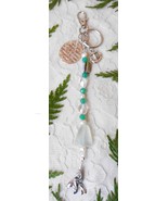 Keychain or Purse Charm Chrysoprase Faceted, Clear AB Quartz Nuggets, FW... - $22.00