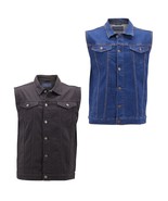 Men&#39;s Classic Button Up Casual Cotton Stretch Denim Biker Jean Jacket Vest - $48.63 CAD