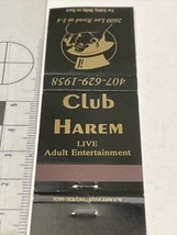 Vintage Matchbook Cover  Club Harem  Live Adult Entertainment  gmg  Unstruck - £9.66 GBP