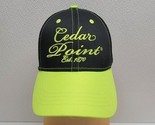 Cedar Point Baseball Hat Cap Strapback Hook &amp; Loop Black Neon Yellow Green - £12.81 GBP