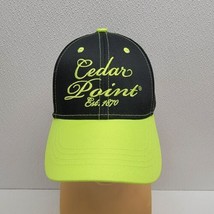 Cedar Point Baseball Hat Cap Strapback Hook &amp; Loop Black Neon Yellow Green - £12.77 GBP