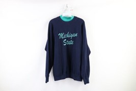 Vintage 90s Womens XL Faded Spell Out Michigan State University Sweatshirt USA - £38.72 GBP