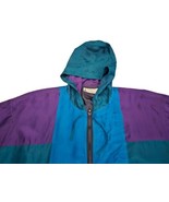 Vintage 90s Colorblock 100% Silk  Hooded Windbreaker Jacket Sz Large  - £18.56 GBP