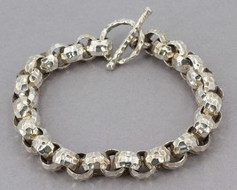 Retired Silpada Heavy Sterling Silver Hammered Rolo Link Toggle Bracelet... - $119.99