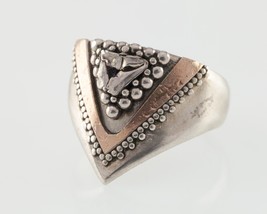 Artisan Sterling Silver Band Ring with a Rose Gold Tone Accent Size 5 - £95.42 GBP