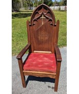 Vintage Church Wood Chair Altar Pulpit Priest Chair Religious restore - £235.28 GBP