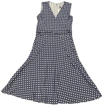 NEW Leota Cindy Dress Large Navy Blue White Sleeveless Fit and Flare V-N... - $35.99