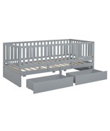 Wooden Twin Daybed with Trundle, Storage Shelf, USB Ports - Grey - $9,088.00 MXN