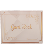 Elegant Wedding Guest Book with Gold Pen Scroll Design NEW - $14.99