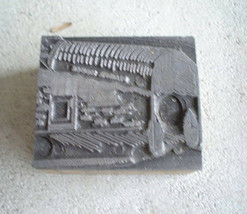 Vintage Wood &amp; Metal Printers Block Manor House Letterpress - £14.73 GBP
