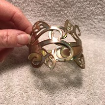 Vintage Brass Hinged Cuff Bracelet Some Tarnishing - $24.87