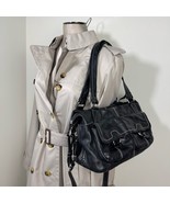 Banana Republic Black Leather Shoulder Bag Contrasting Stitch Detail - $1,490.36 MXN