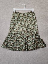 Ann Taylor LOFT 100% Silk Skirt Womens 2 Green Floral A Line Lined - $22.64